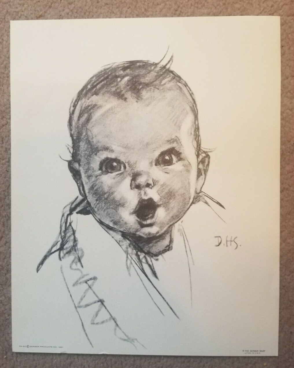 Gerber Baby Lithograph Art Print 8” x 10” Baby Food Company