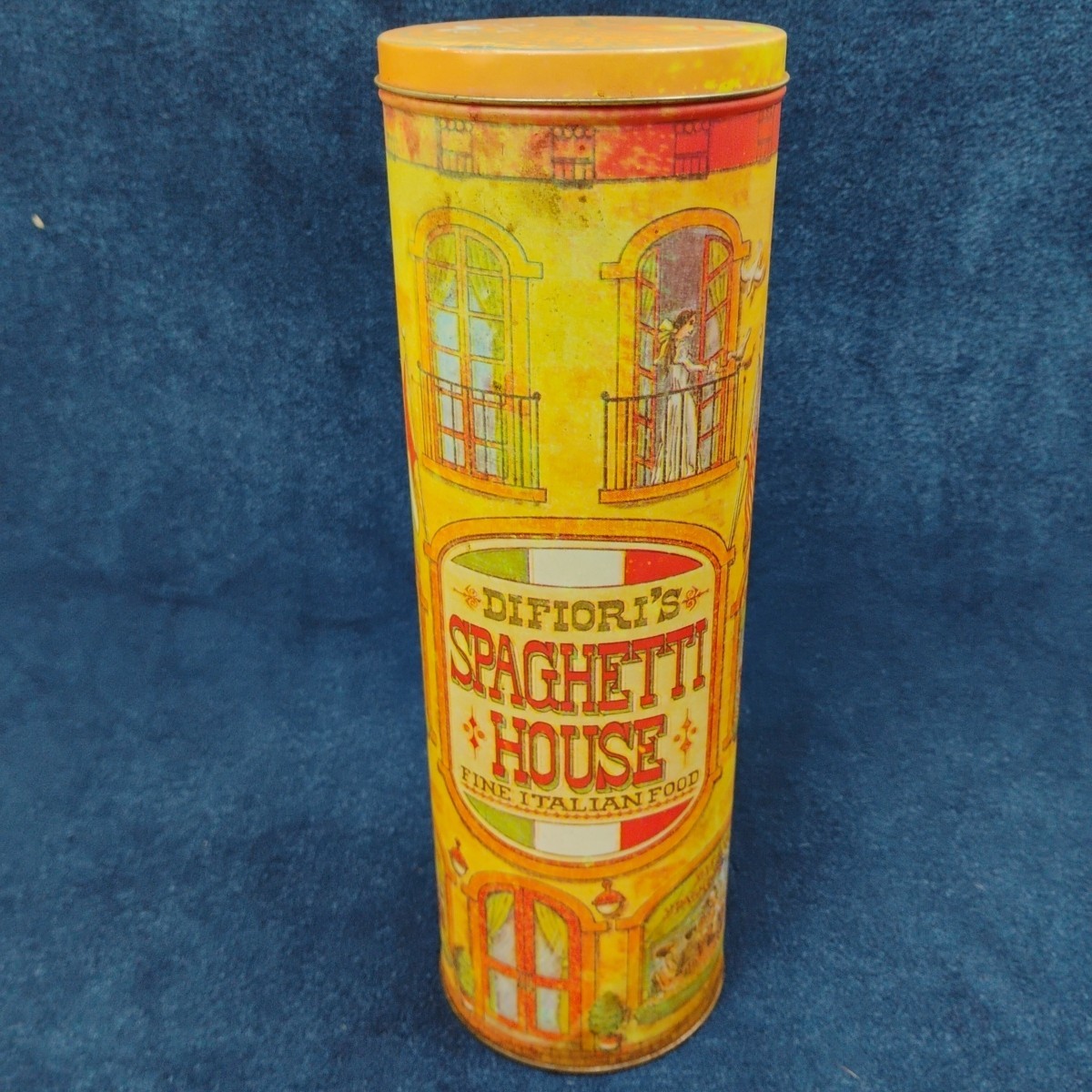 Vintage Difiori’s spaghetti House Fine Italian Food tin 1970’s 11″ tall