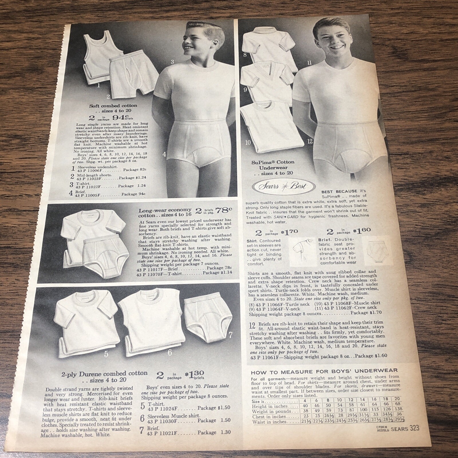1966 MCM Boys Fashion Underwear Clothes Ad Sears Catalog Tighty Whities Briefs
