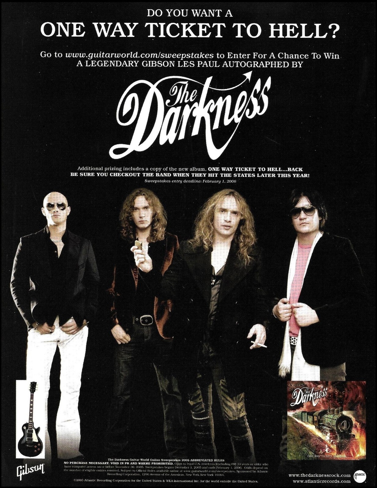 The Darkness band One Way Ticket to Hell and Back 2005 Gibson guitar contest ad