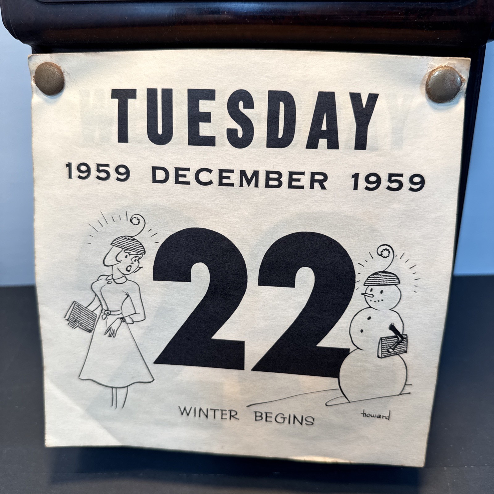 1960 CHICAGO PNEUMATIC TOOL CO Thermometer & Calendar Howard Boughner Cartoonist