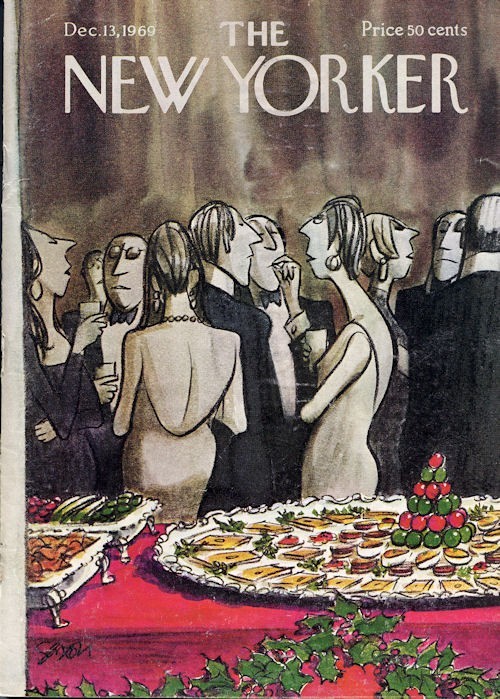 1969 New Yorker Magazine COVER ONLY George Saxon ART Ladies Christmas Party