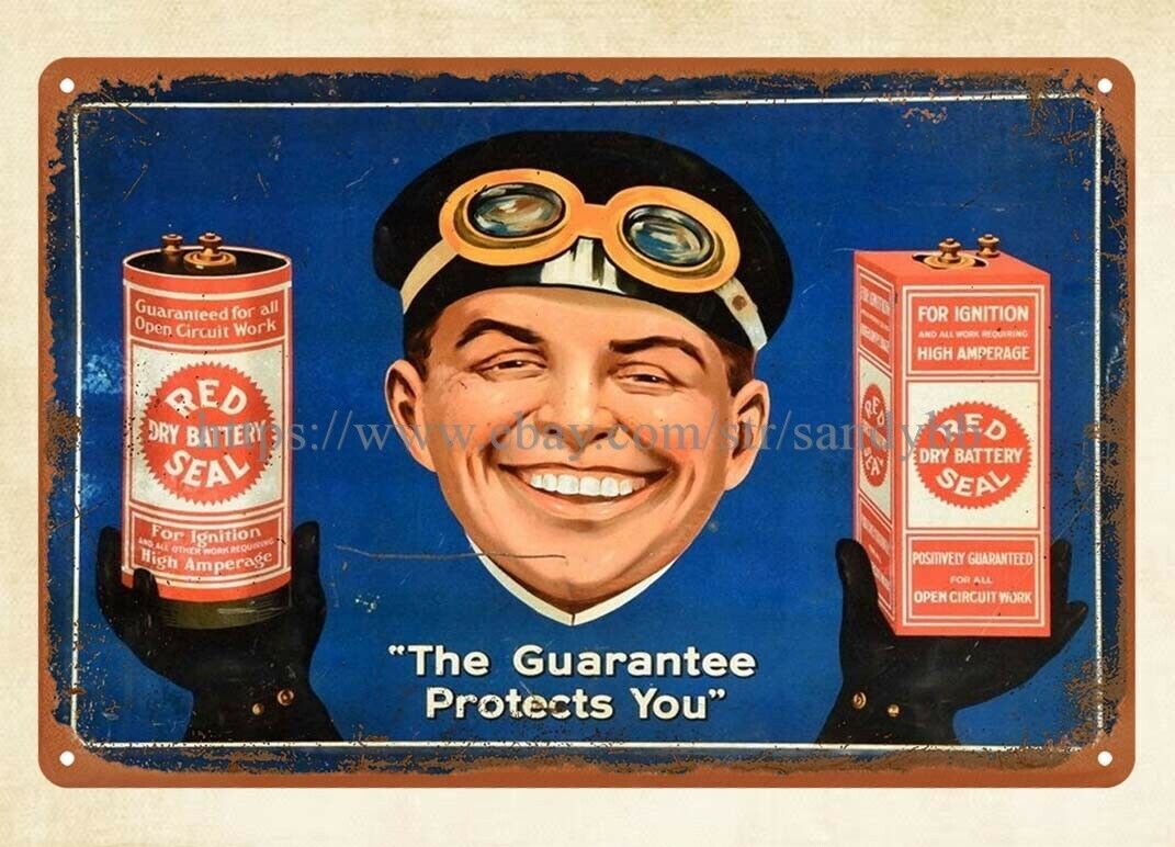 hanging reproductions Red Seal Dry Battery metal tin sign