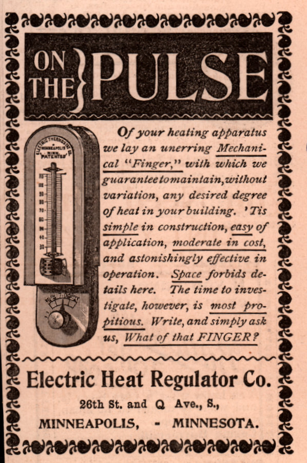 1890 ‘S AD ELECTRIC HEAT REGULATOR CO ON THE PULSE