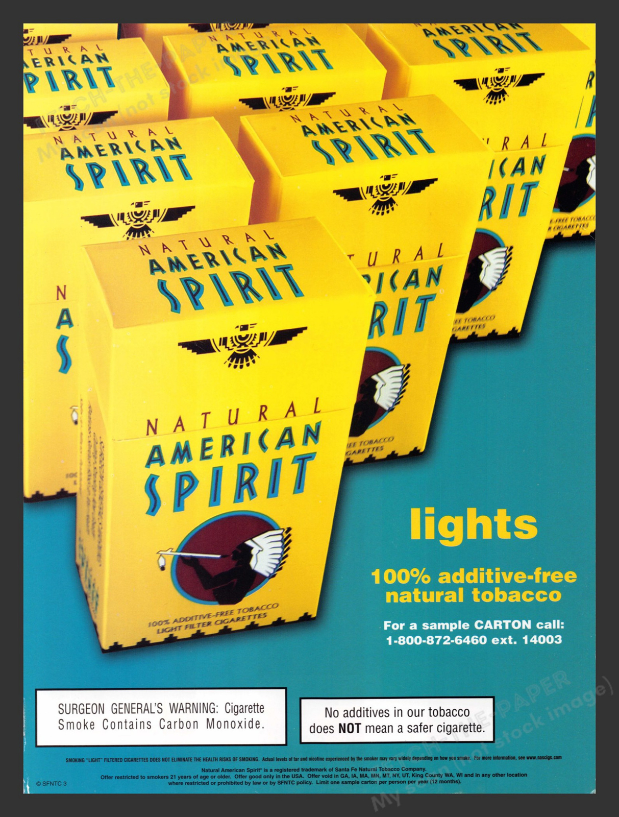 Natural American Spirit Cigarettes Yellow Box 2000s Print Advertisement Ad 2003
