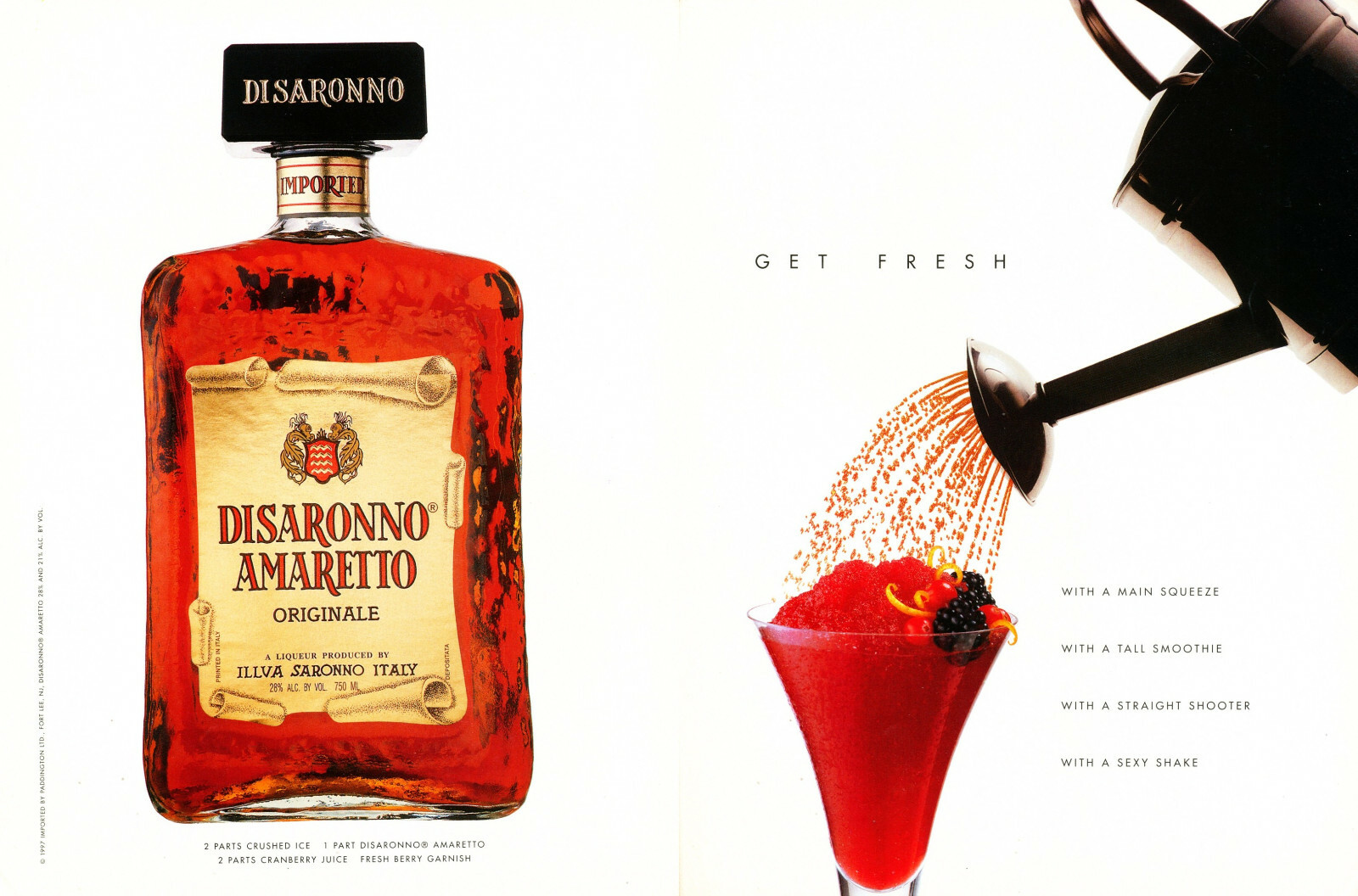 DISARONNO AMARETTO LIQUEUR AD #23 RARE 1997 OUT OF PRINT AMARETTO DI SARONNO 2PG