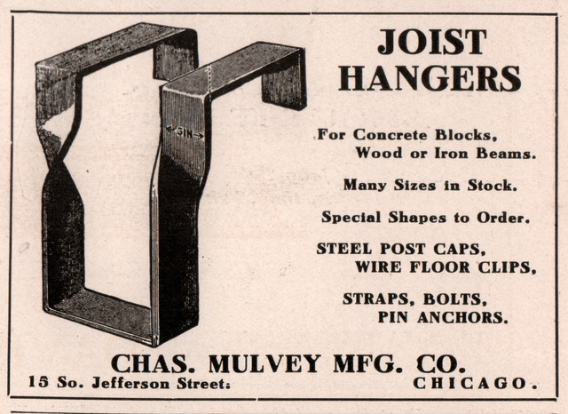 EARLY AD MULVEY MFG CO CHICAGO JOIST HANGER