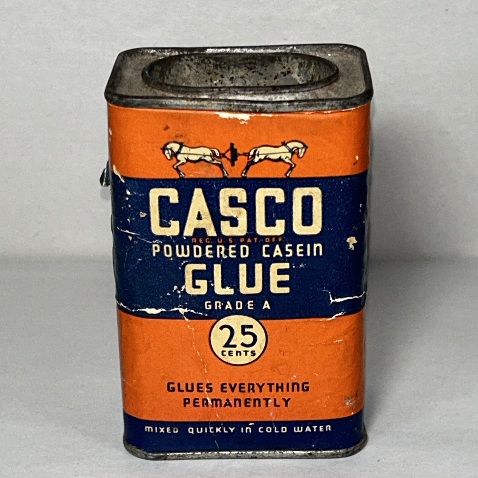 Antique Casco Can Powdered Casein Glue Grade A Advertising Collectible 10E08