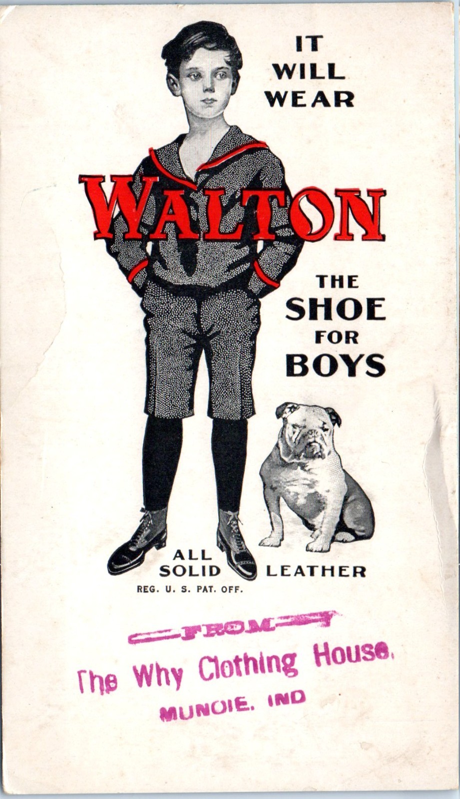 Vintage 1900s WALTON SHOES Why Clothing House Muncie IN Advertising Ink Blotter