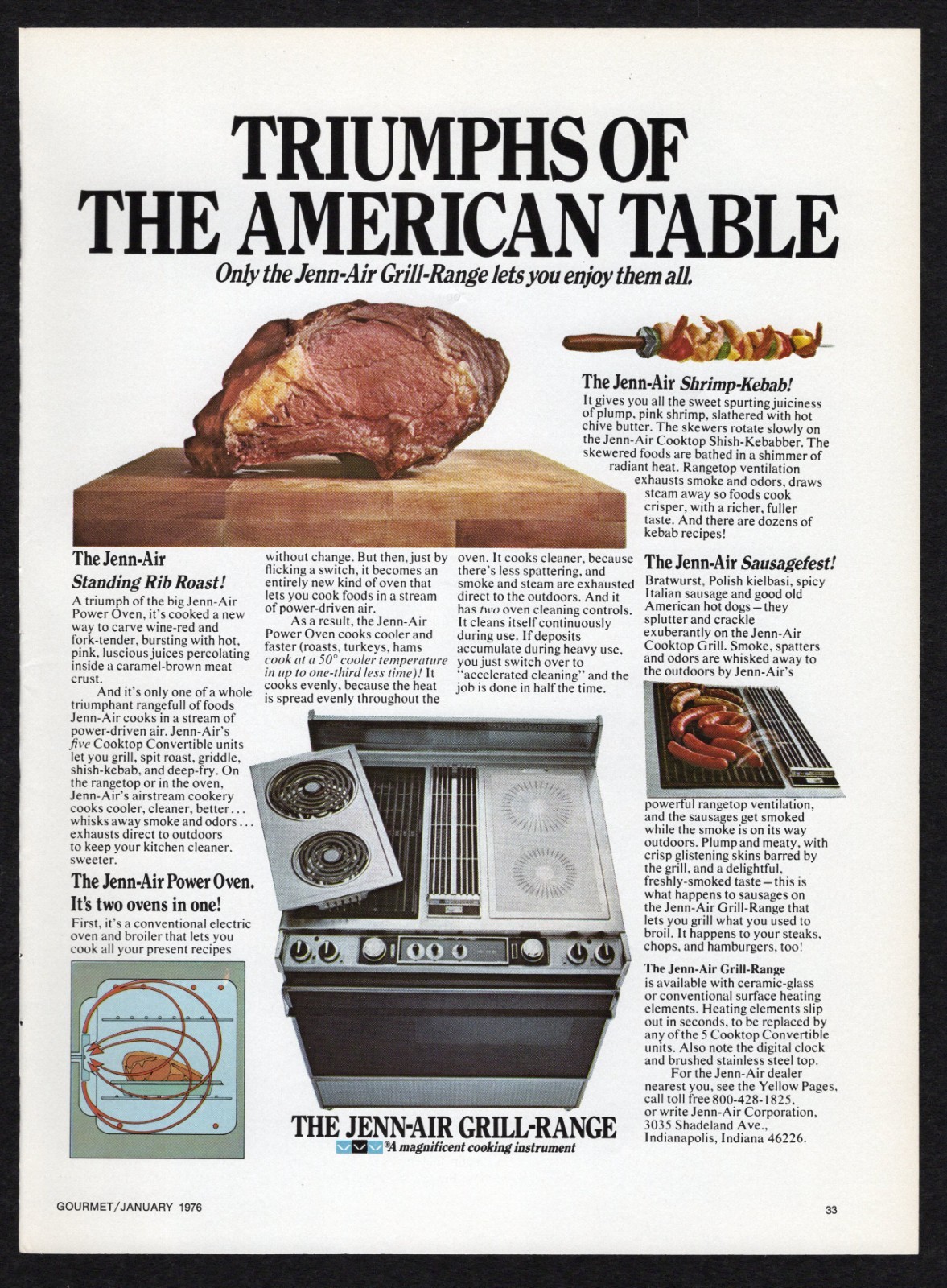 1976 Jenn-Air Grill Range Magnificent Cooking Instrument American Table Print Ad