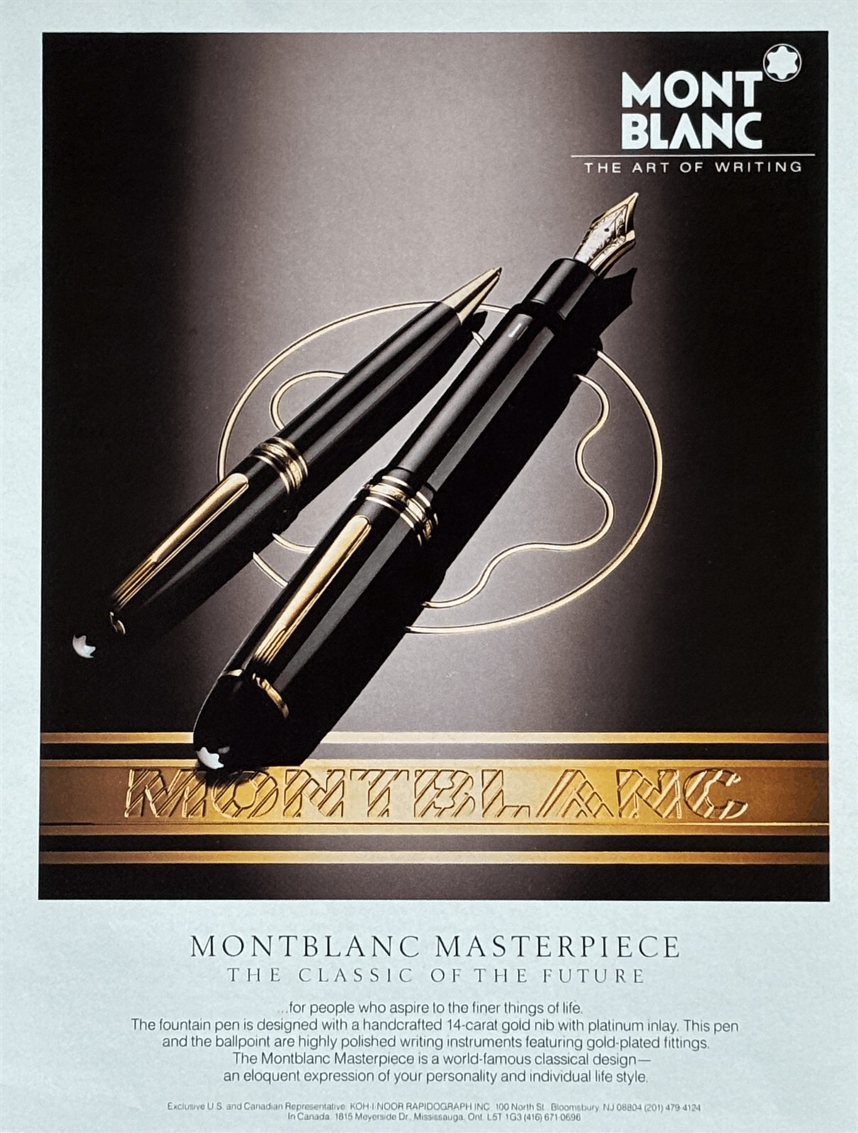 1988 MONT BLANC Masterpiece The Classic of the Future Vintage PRINT AD