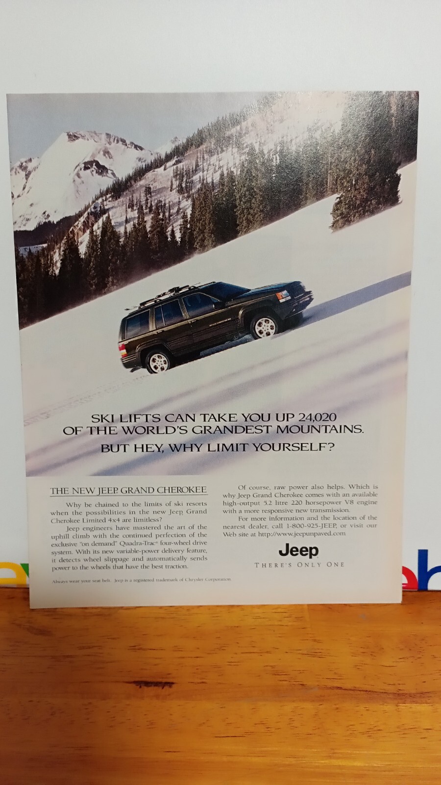 Jeep CHEROKEE 1996 Vintage Print Ad 11 X 8.5