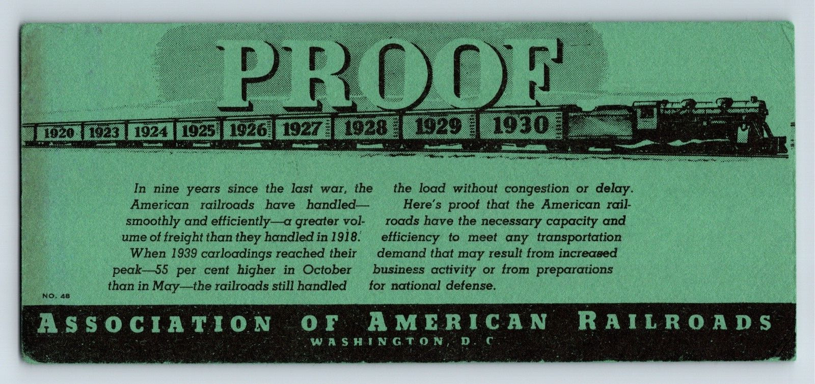 11939 Association Of American Railroads Washington DC Ink Blotter Advertisement