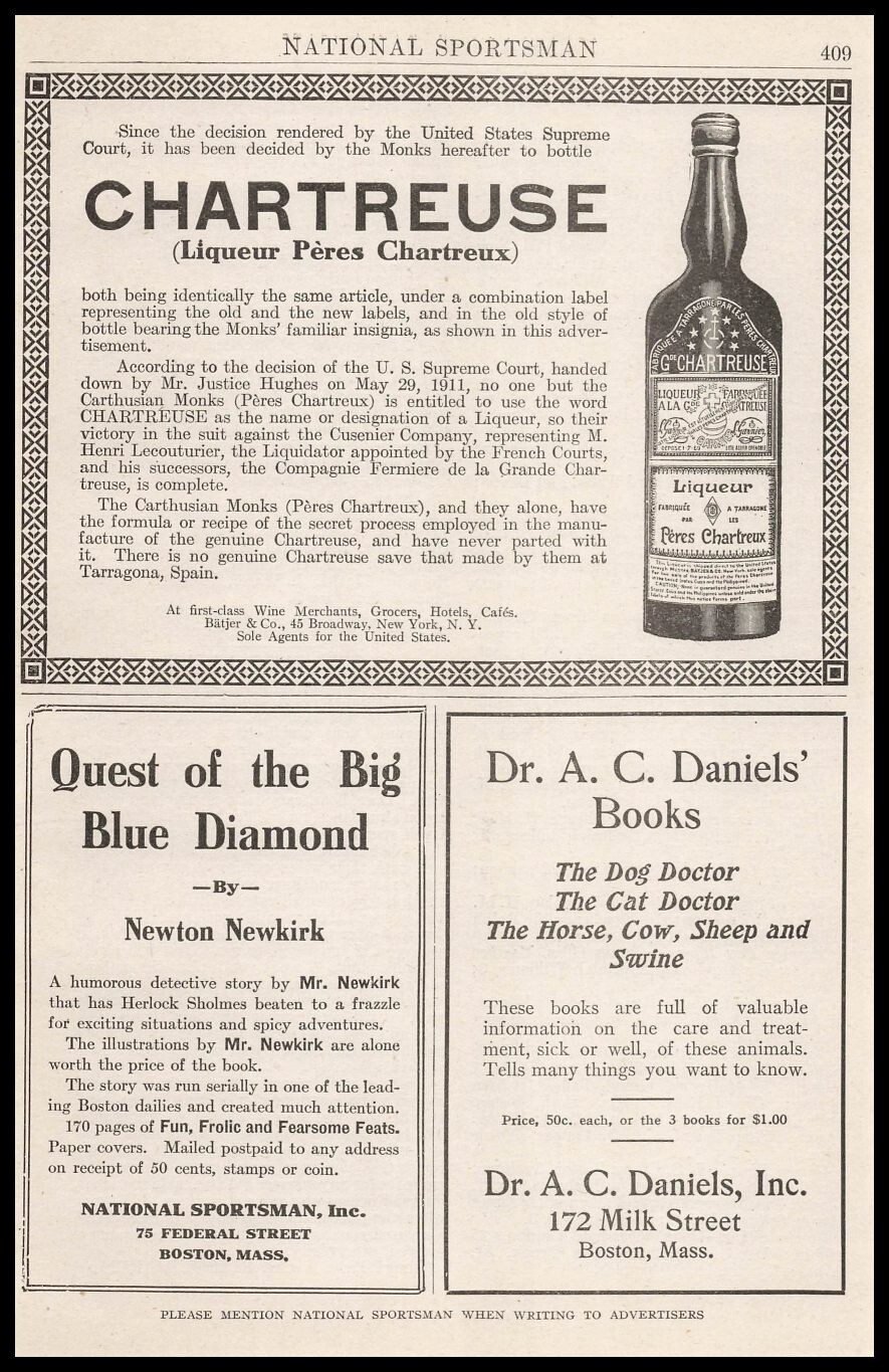 1912 Dr. A C Daniels Boston Dog Cat Horse Cow Sheep Swine Doctor Books Print Ad