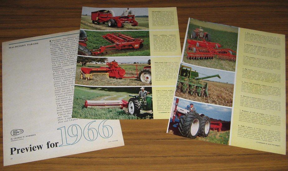 1966 VINTAGE MAGAZINE ARTICLE & PHOTOS~FARM MACHINERY PREVIEW
