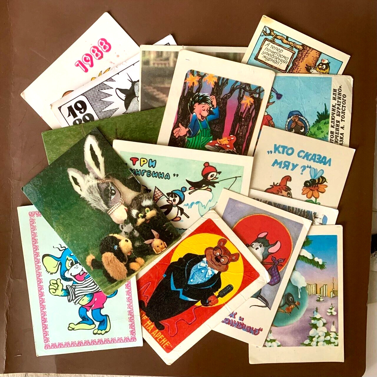 “Children’s” Vintage Soviet Era USSR Pocket Calendars, 15 pcs. 1986-1991. Retro