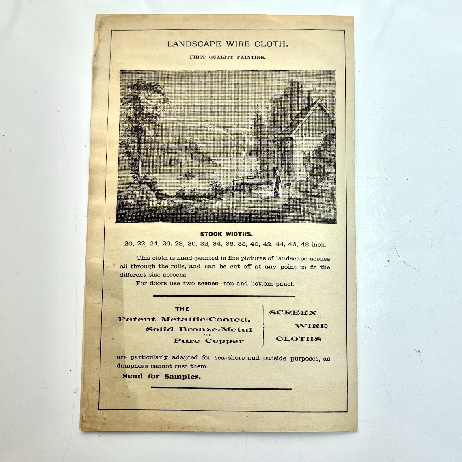 Vtg DeWitt Window Screen Advertising Brochure Steel Wire Cloth Shields & Brother