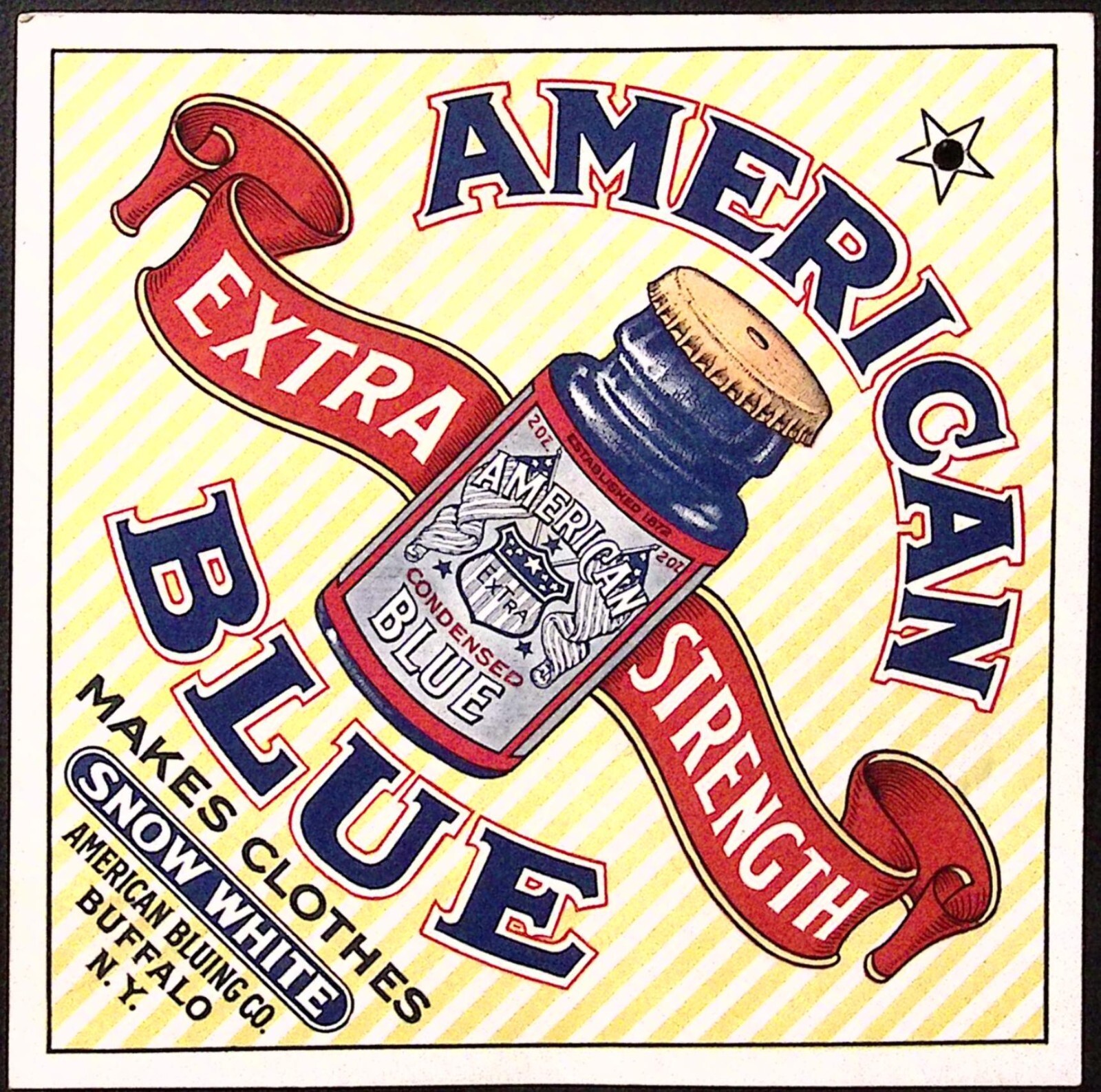 American Blue Extra Strength Makes Clothes White Cardstock Store Display Sign