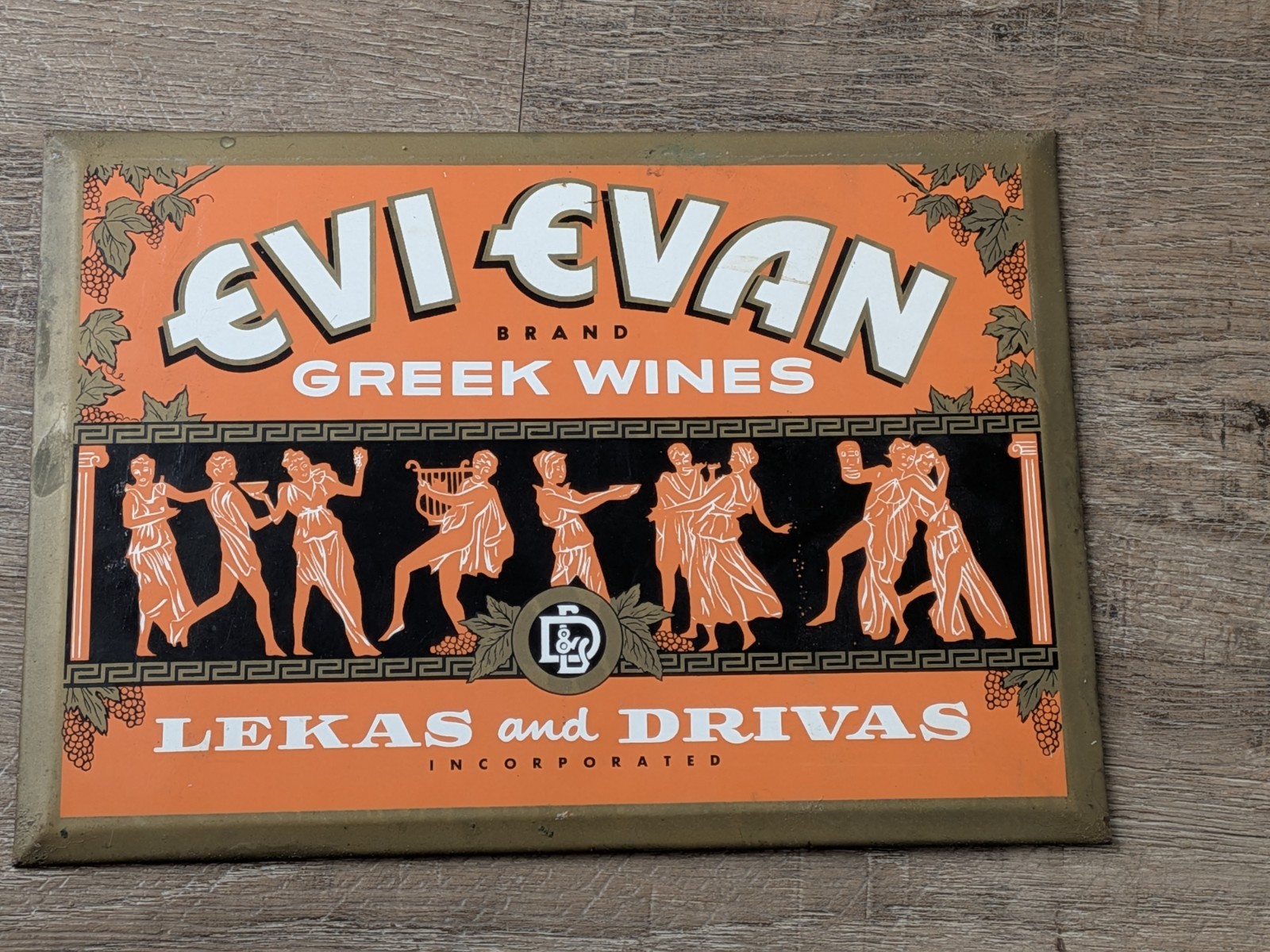 ***ORIGINAL*** Lekas Drivas Greek Wine Liquor Whiskey New York Advertising Sign
