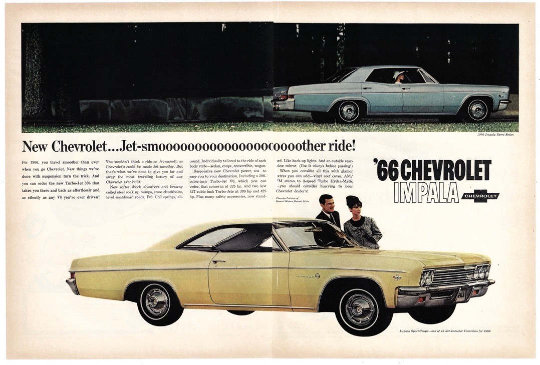 Chevrolet Vintage Ad 1960s Automotive Advertising Impala Sport Sport Coupe 1965