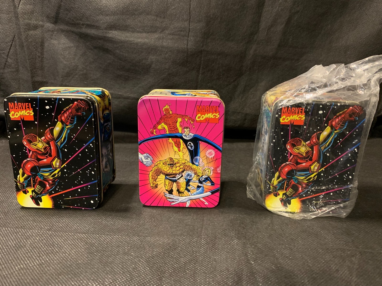 (2) Iron Man & (1) Fantastic 4 Marvel Comics Tin Box 1994 Nabisco Collectors Box