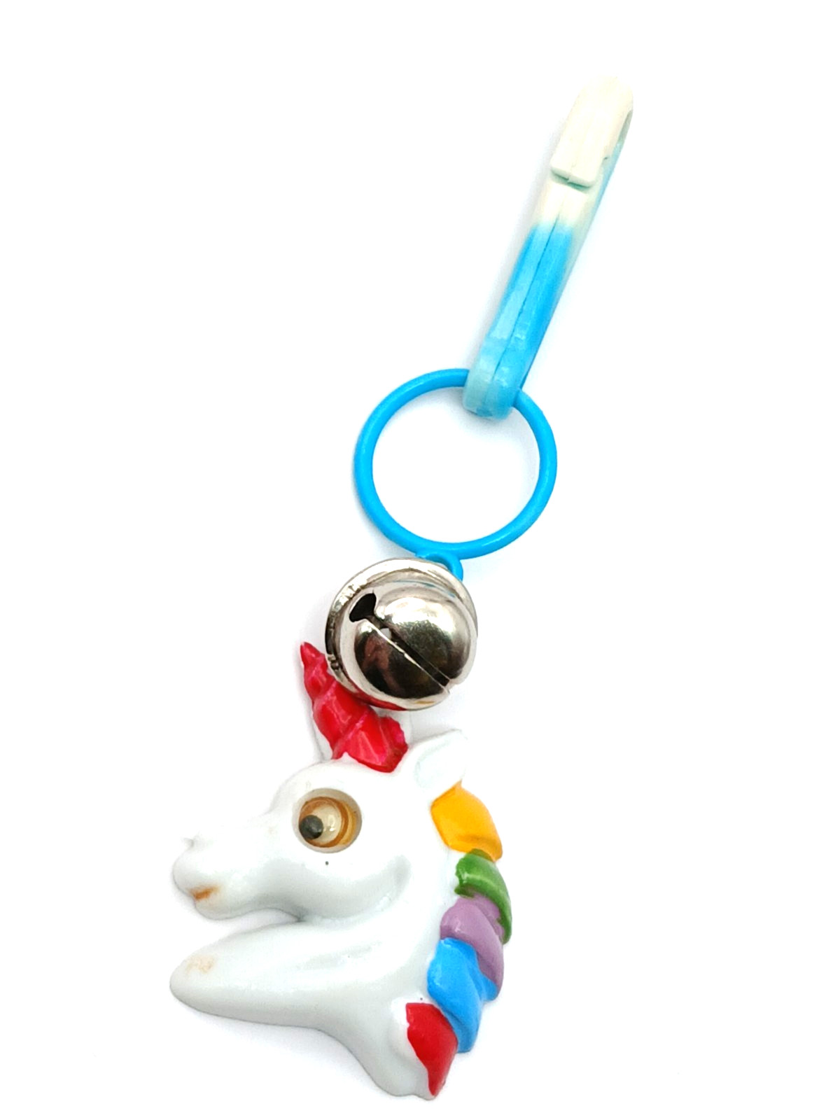 Vintage 1980s Charm Googly Eye Unicorn Rainbow Mane for Plastic Clip Necklace