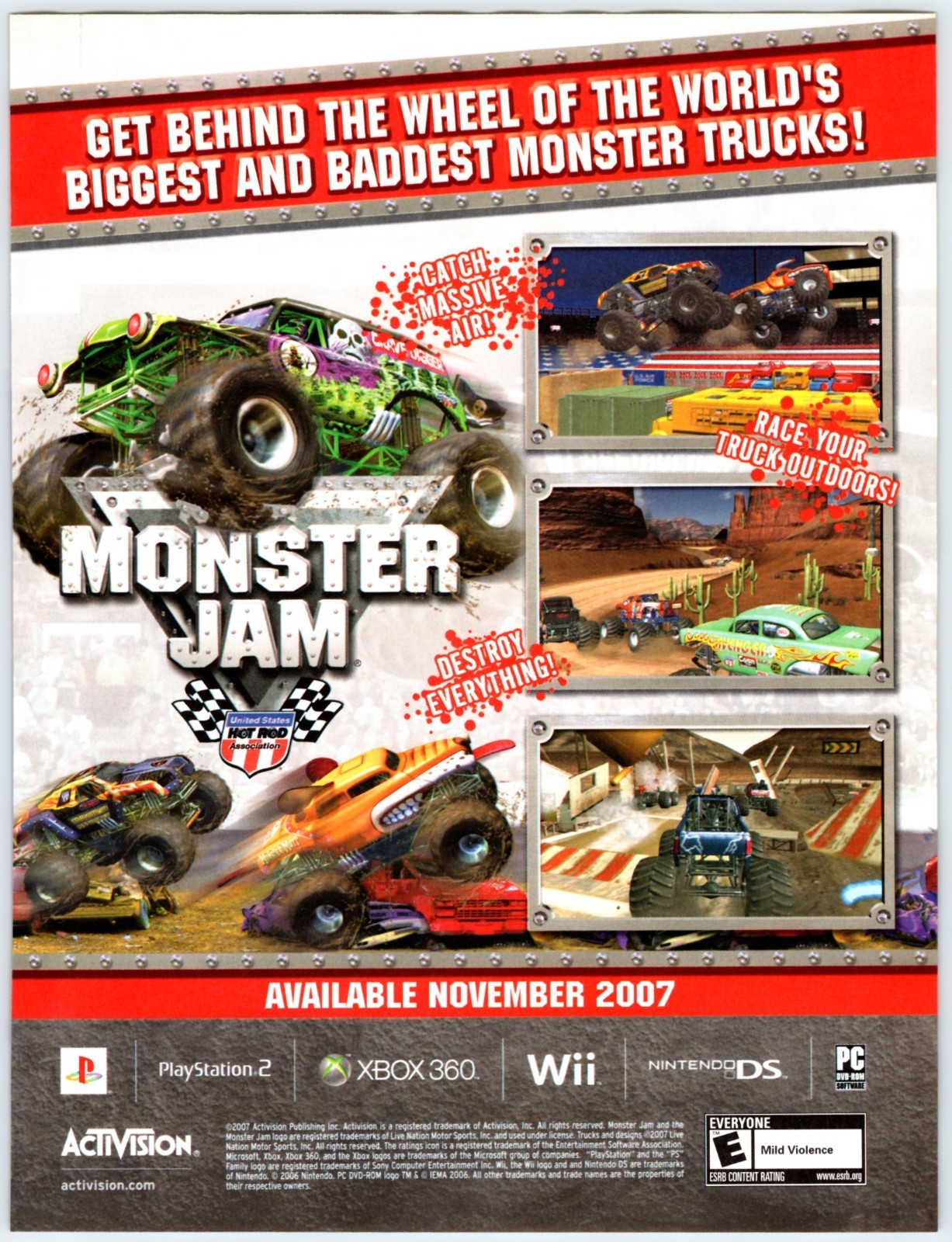 2007 MONSTER JAM VIDEO GAME PRINT AD 8″X10.5″ Magazine Ad M791