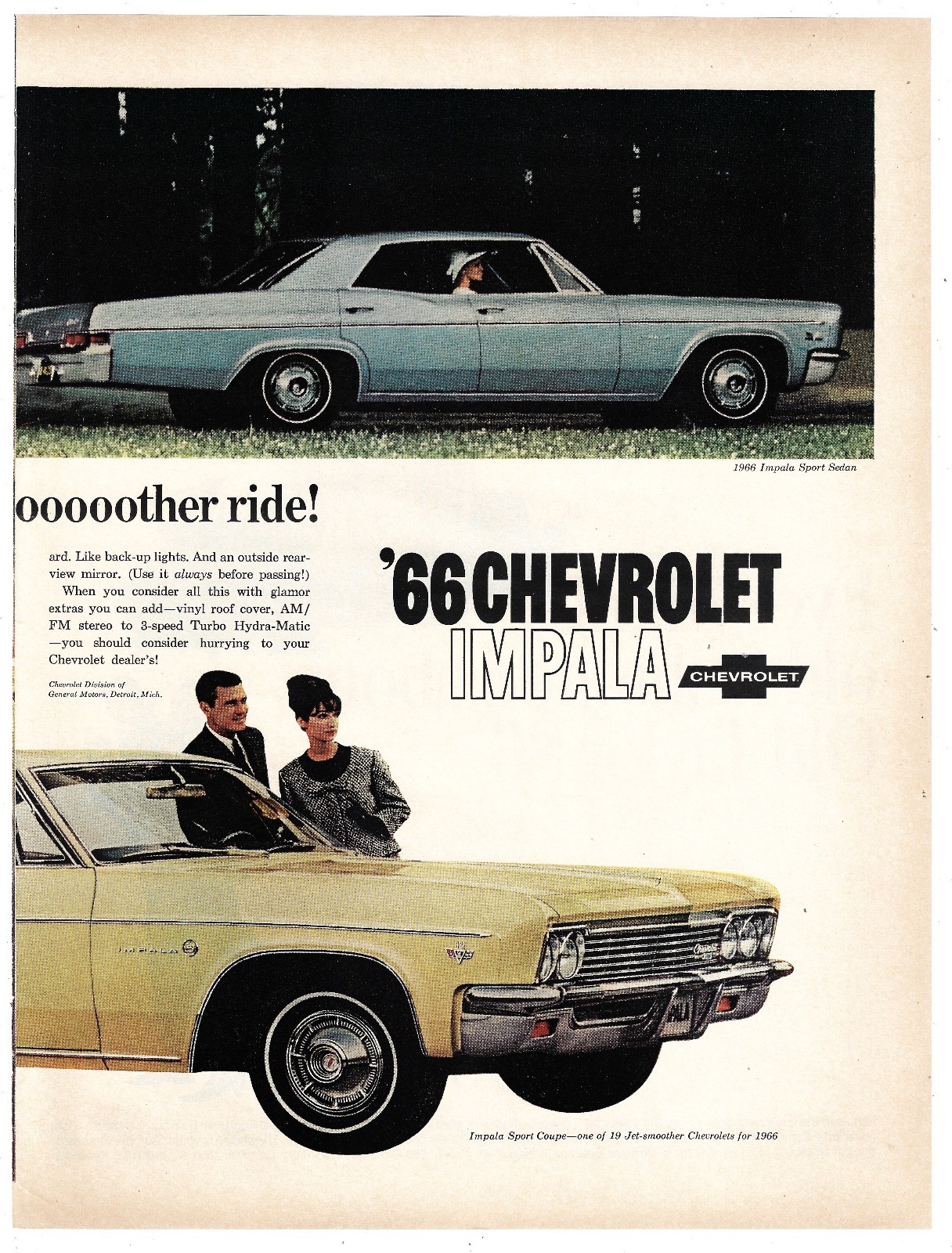 Chevrolet Vintage Ad 1960s Automotive Advertising Impala Sport Sport Coupe 1965