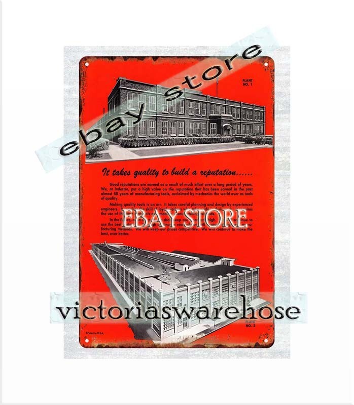 1961 Select Steel Tools Indestro Manufacturing plant metal tin sign garden house