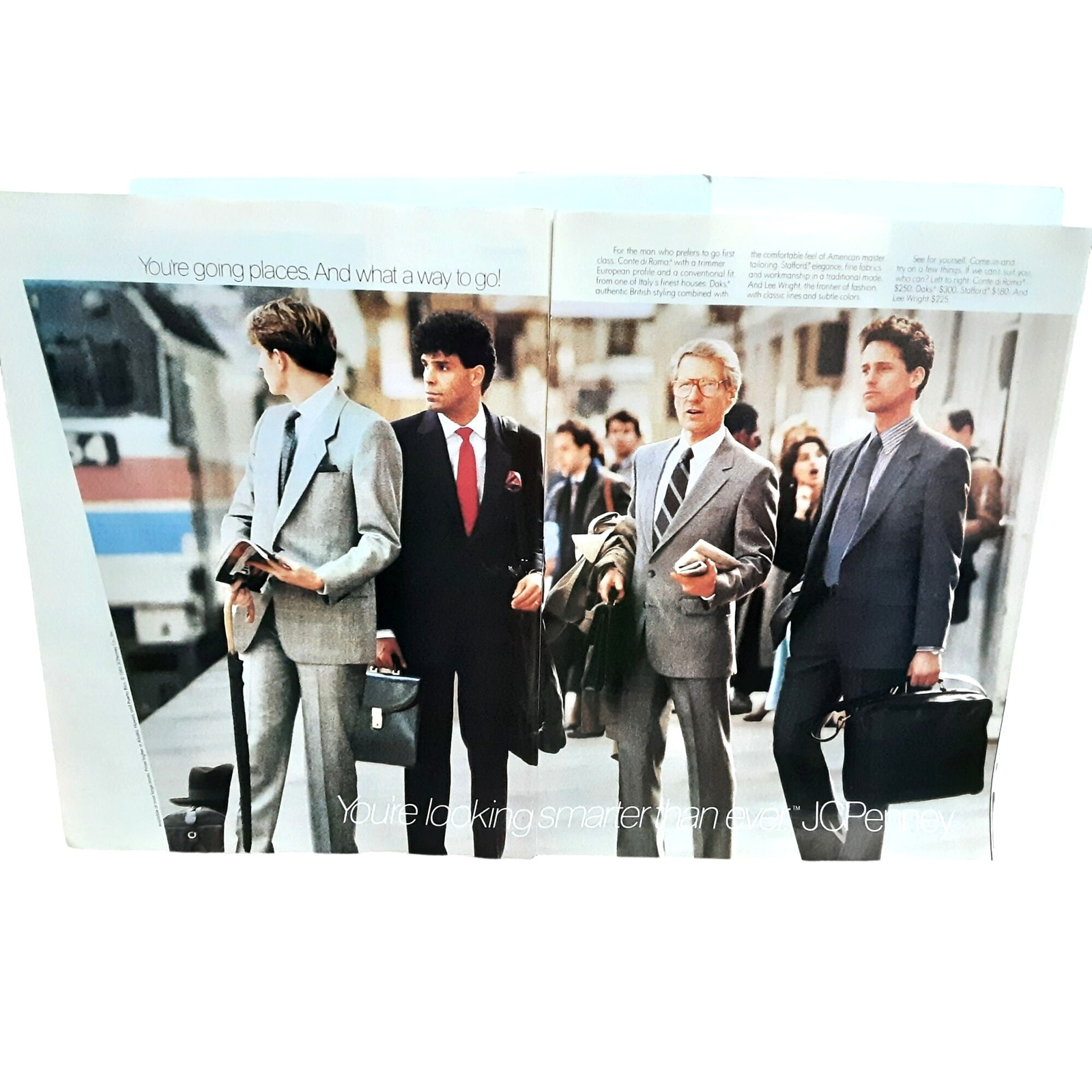 1985 JC Penney Mens Suits 2 Page Original Print Ad vintage