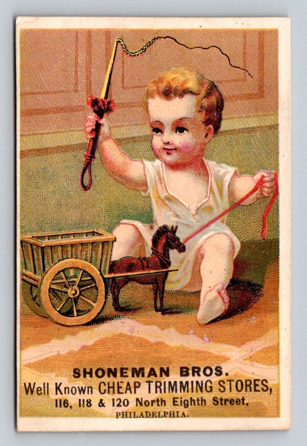 Shoneman Bros Trimming Store Child Playing Toy Horse Wagon Philadelphia P422