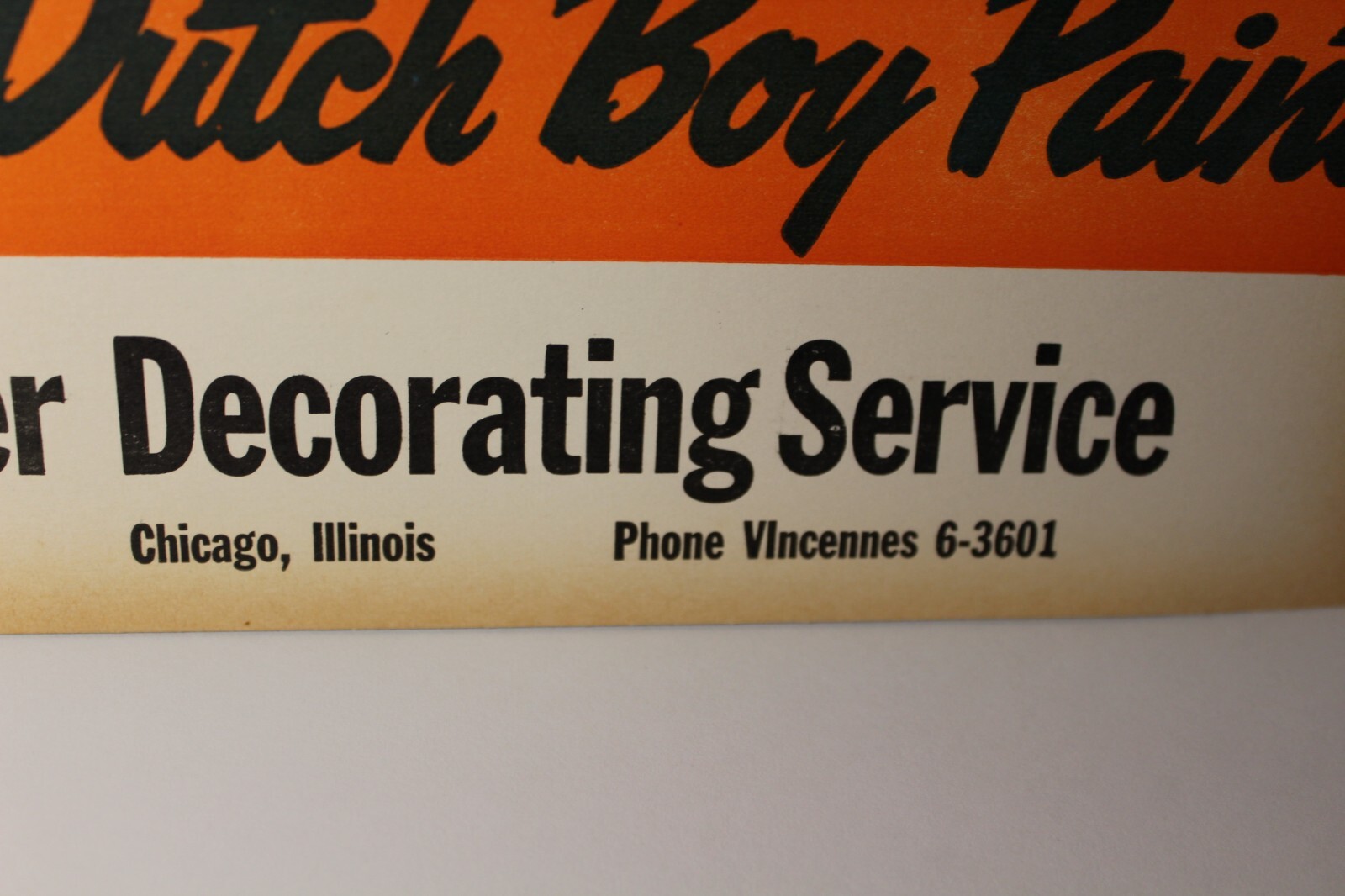 1950s Old Vintage Dutch Boy Paint Advertising Sign Chicago Illinois Phone 6-3601