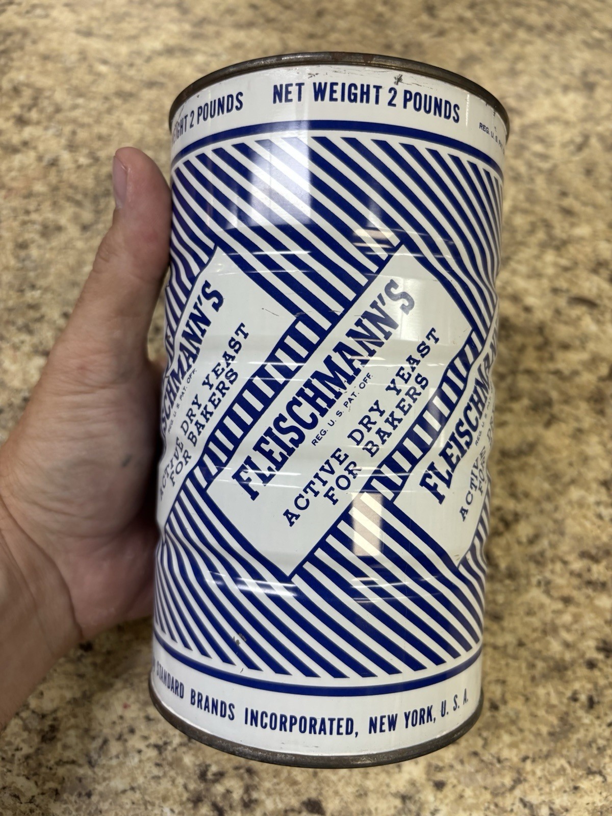 Vintage FLEISCHMANN’S YEAST Advertising 2lb Tin Can full