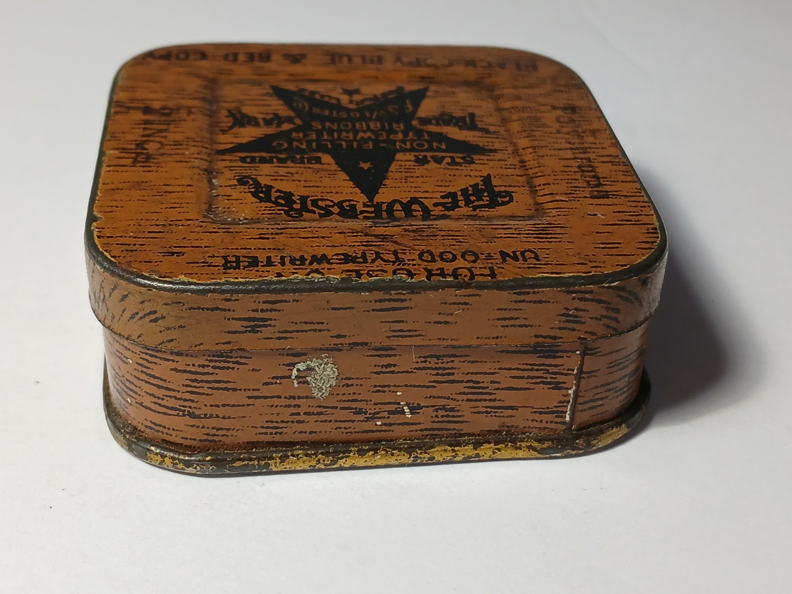 1940s Vintage F.S. Webster Tin Star Graphic Vintage TYPEWRITER TIN LITHO CAN