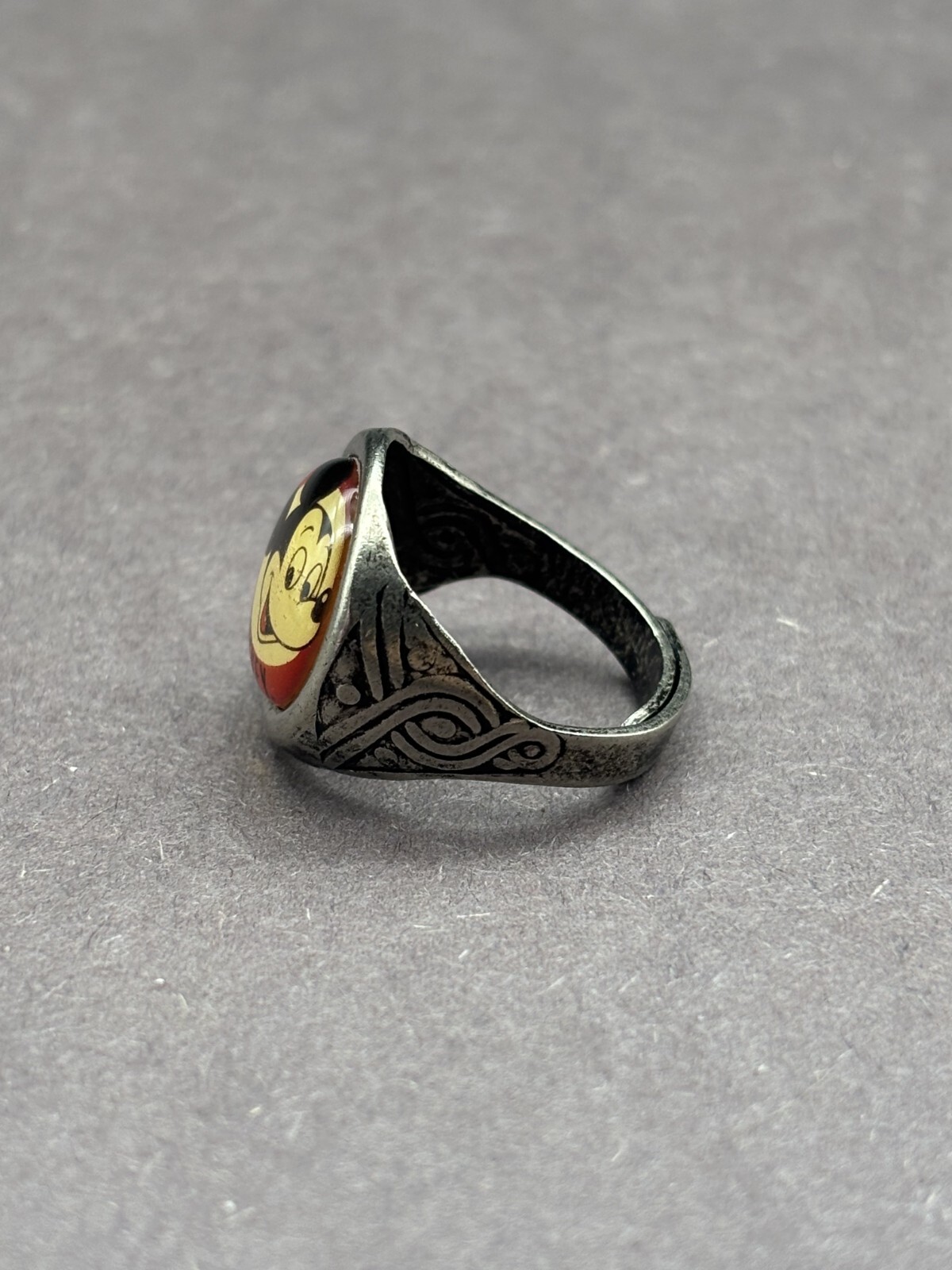 Vintage Walt Disney Mickey Mouse Side Design Ring 1950s 60s Gumball Prize Adjust