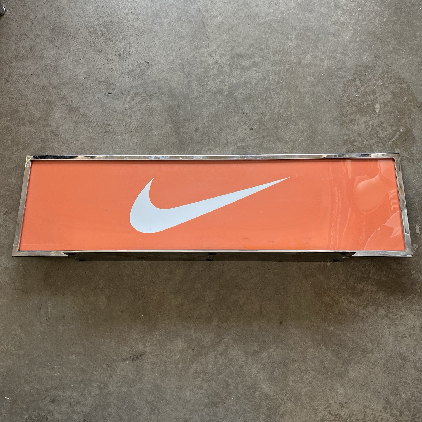 Vintage Orange Nike Store Display 50×14 Inches Metal/Plastic