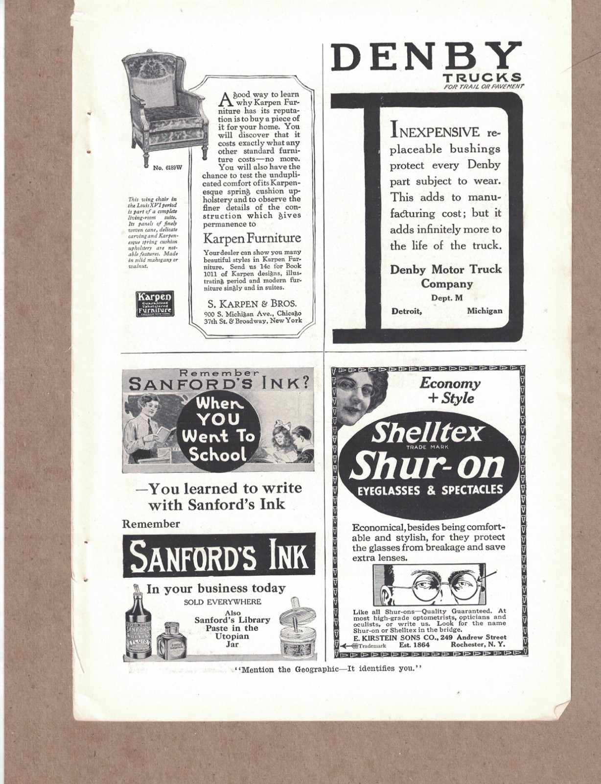 1917 Eyeglasses Ink Furniture Dictionary Auto Part Vintage Print Ad – Original