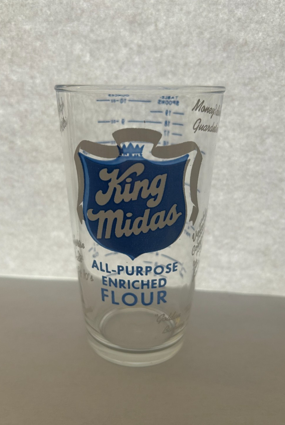 Vtg. King Midas All Purpose Enriched Flour Hazel Atlas Glass Measuring Cup