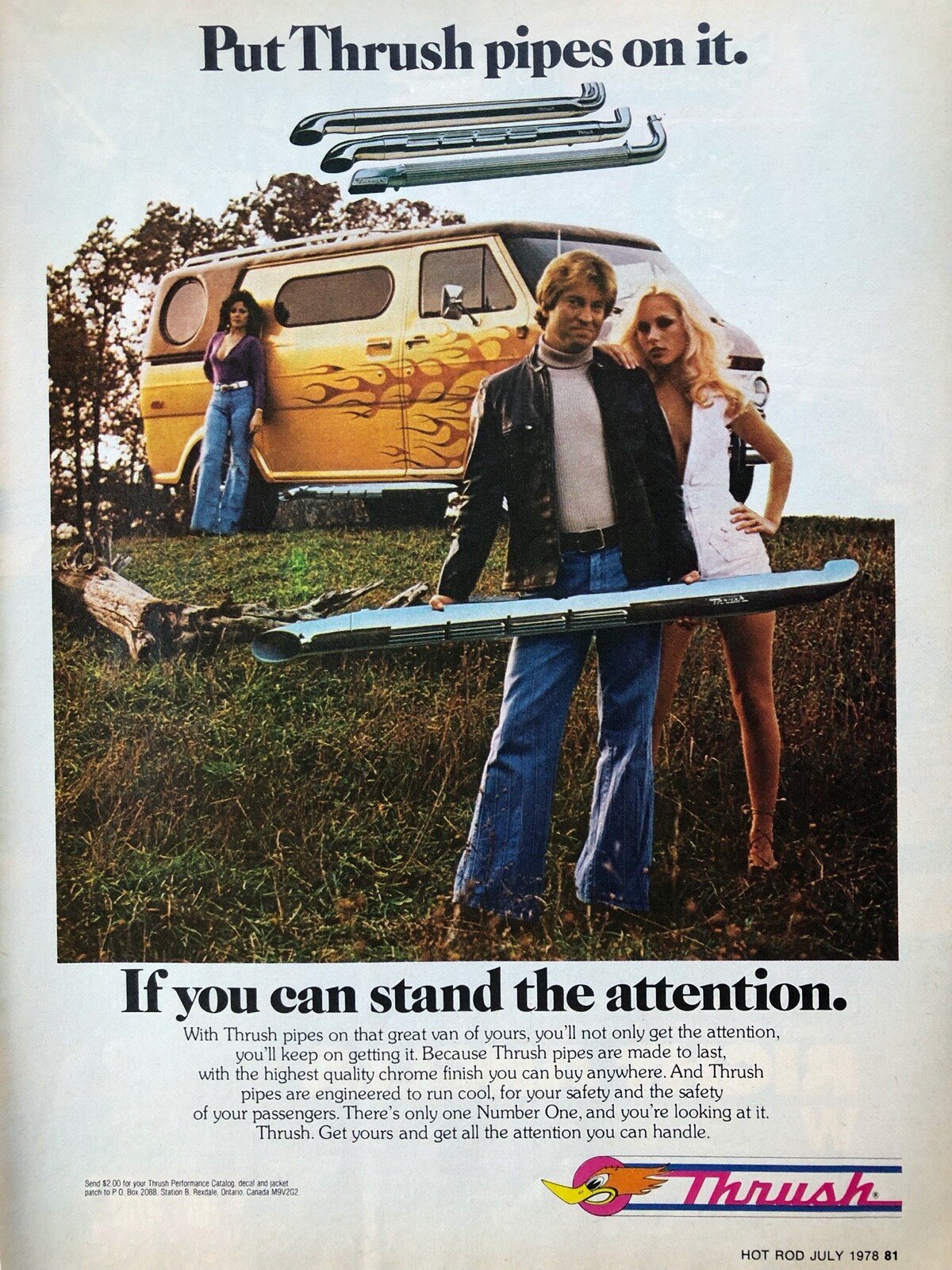 Vintage 1978 Sexy Thrush exhaust original color ad