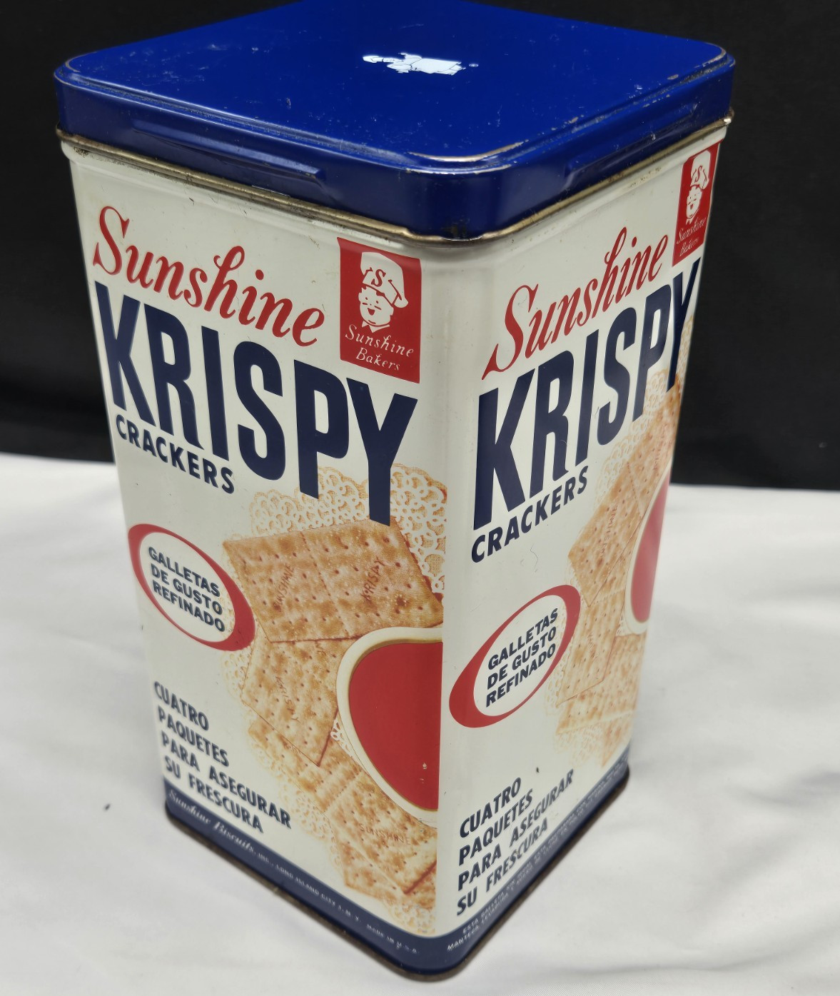 Vintage Metal Hershey’s & Sunshine Krispy Crackers Empty Tin Cans Lot of 2