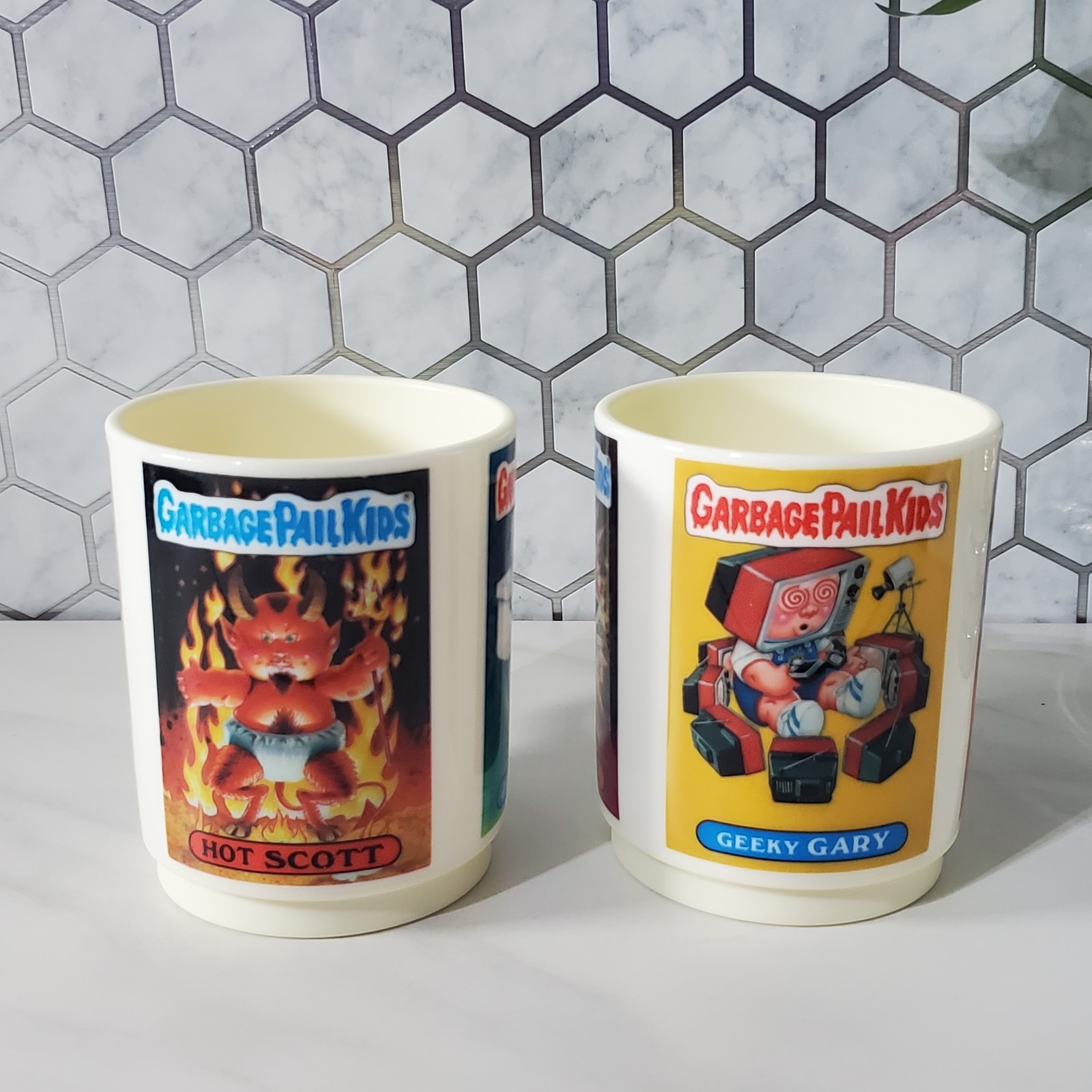 Garbage Pail Kids Plastic Mug Drinking Cups Peter Pan industries 1986 Lot of 4