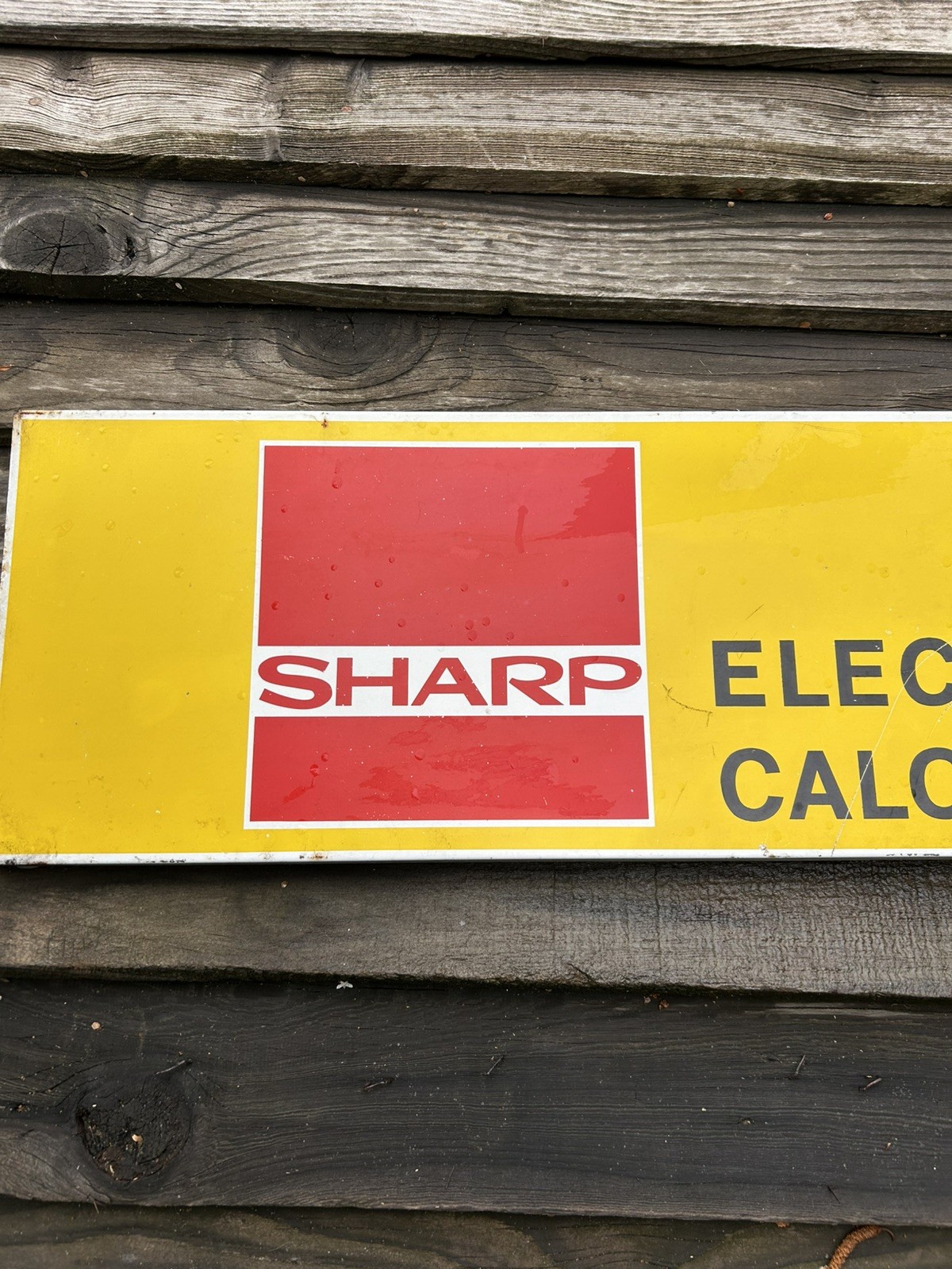 Vintage Metal Advertising Sign Sharp Electronic Calculators