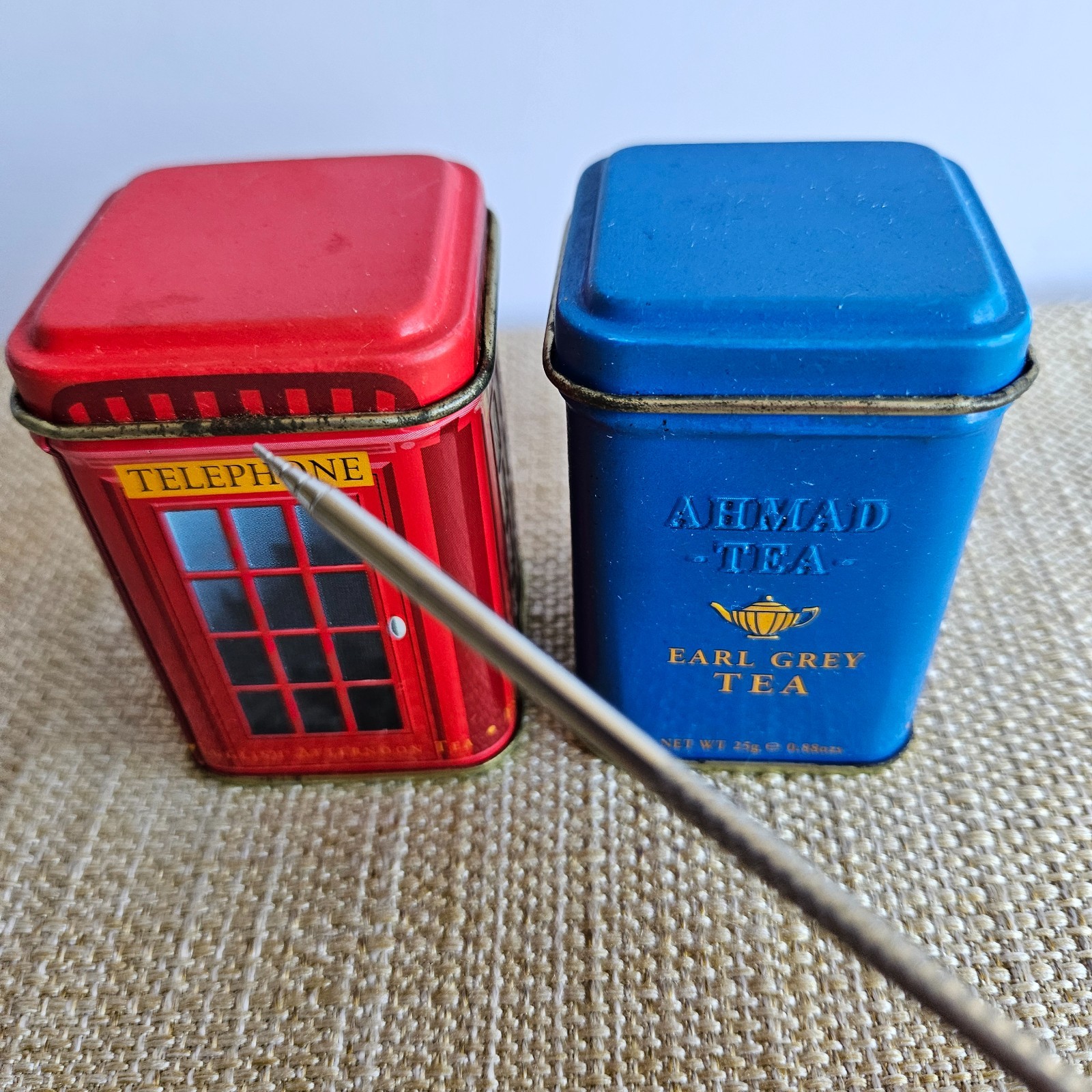Mini Tea Tin Set London Telephone Booth Ahmad Earl Grey English Afternoon Empt