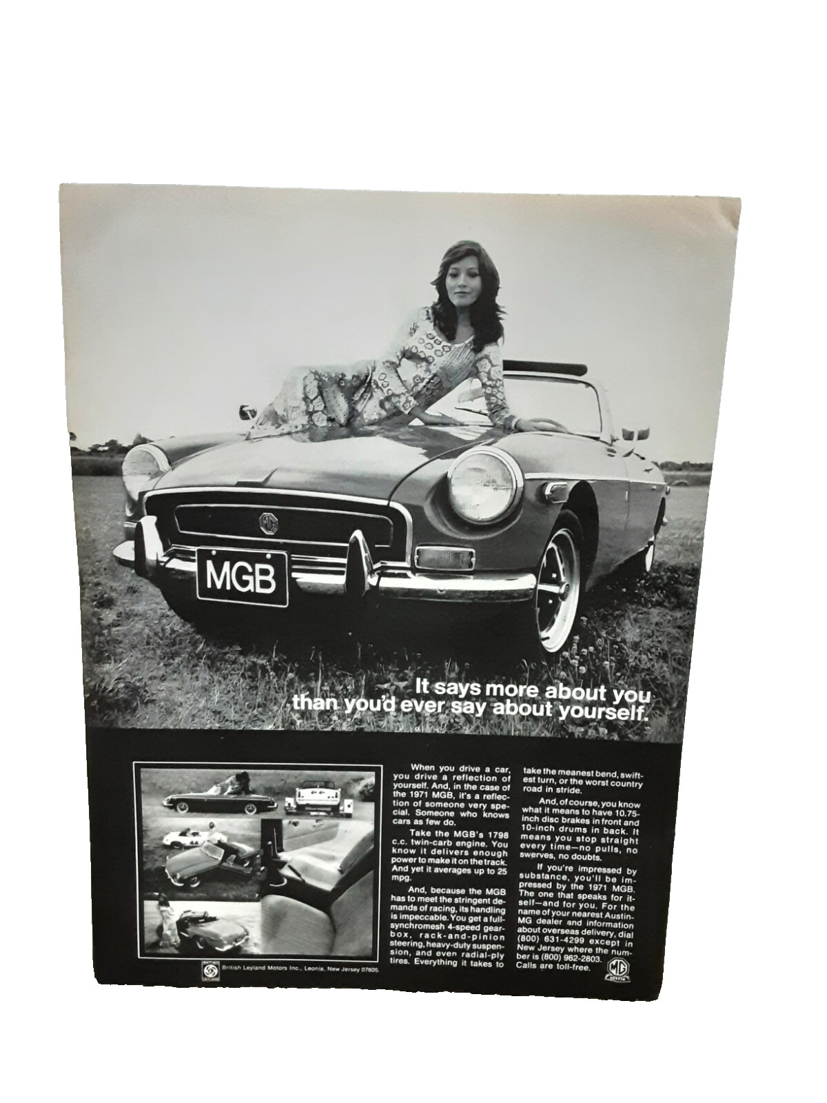 1971 MG car MGB Says More About You Original Print Ad Vintage 1970s