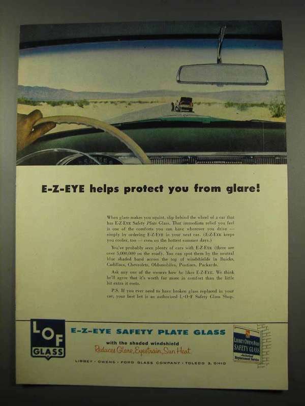 1956 Libbey Owens Ford Glass Ad – E-Z-Eye Glare