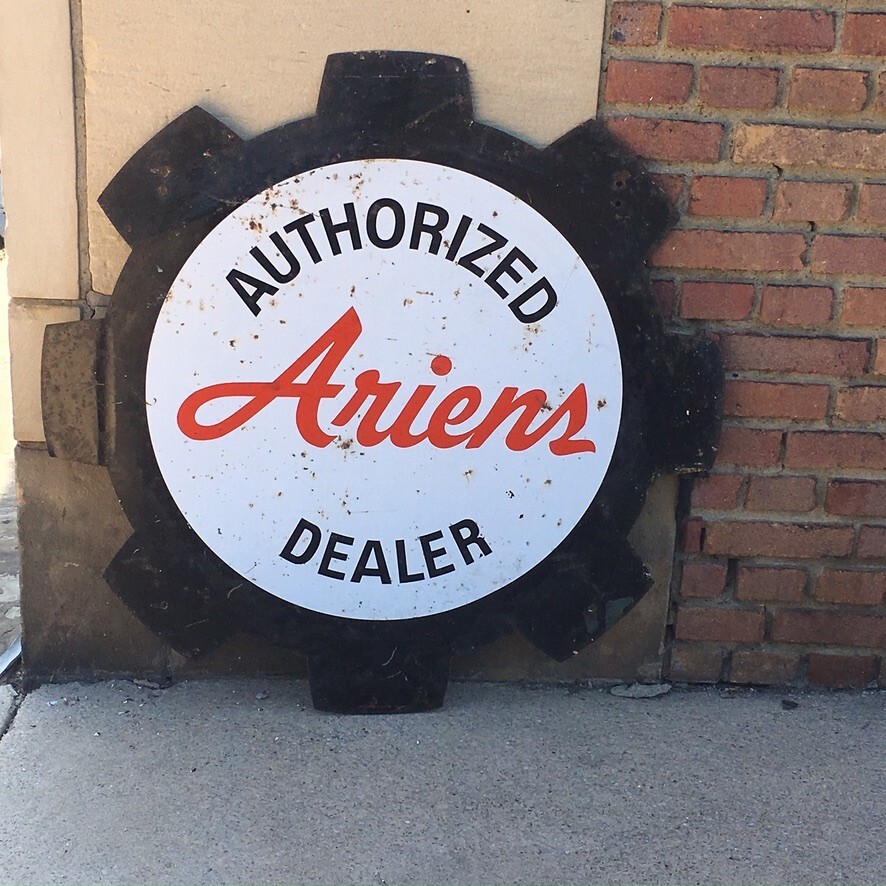 VTG 3′ Ariens Dealer Two-Sided Metal Advertising Sign Cog Design Stout Sign Co.