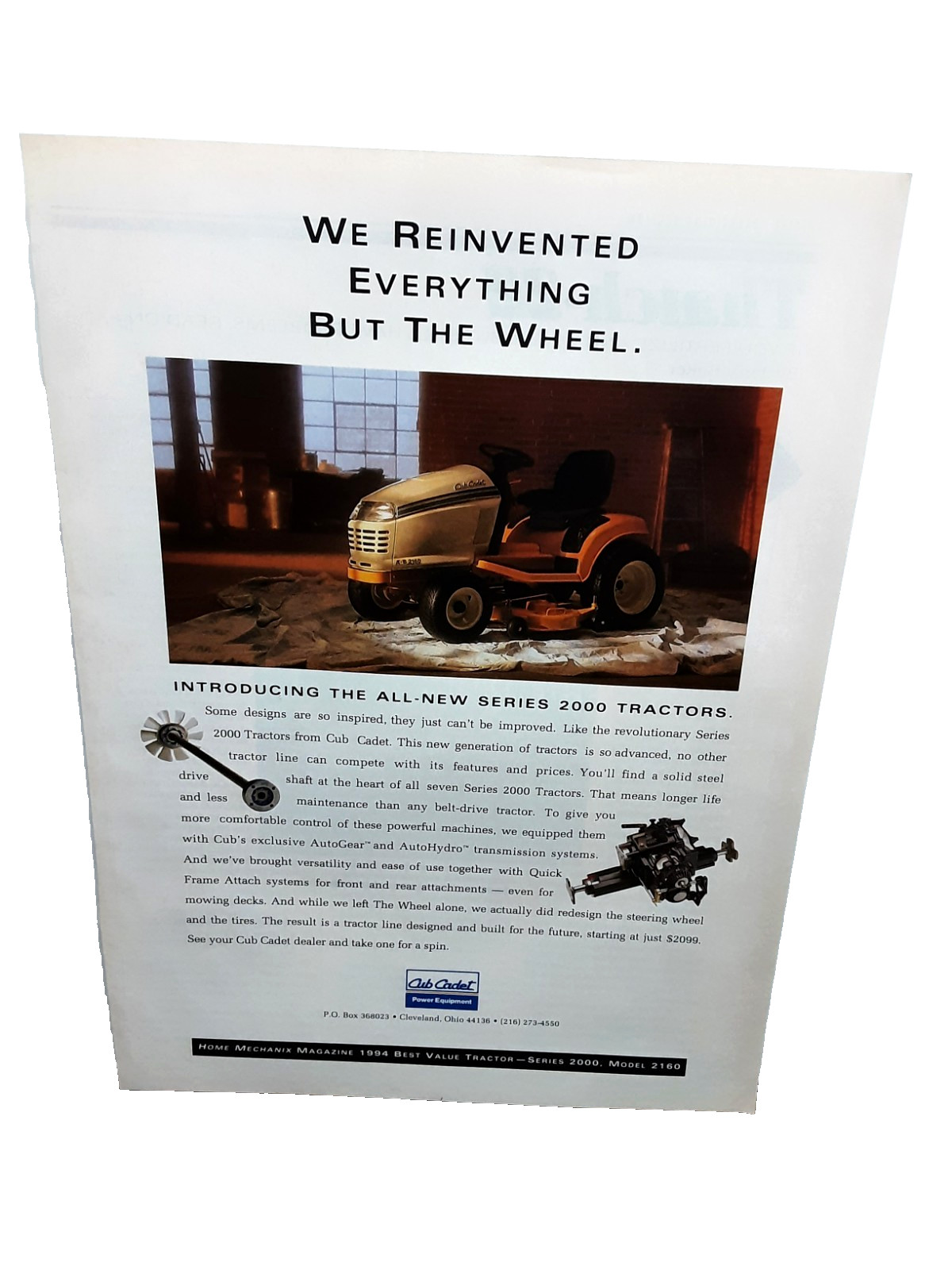 1994 Cub Cadet Series 2000 Tractor Vintage Print Ad Authentic Original