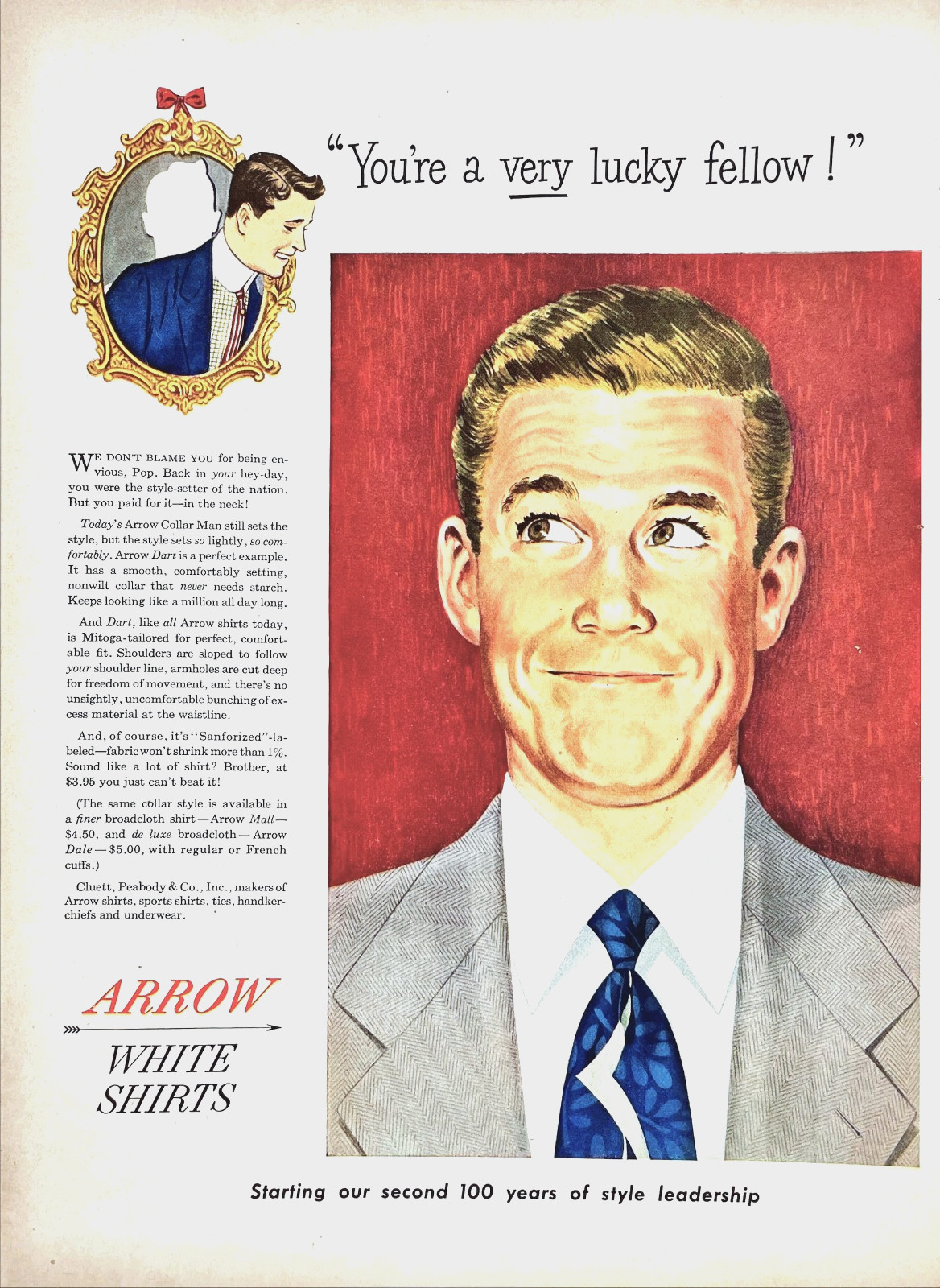1951 Arrow Shirts Menswear Fashion Apparel Cluett Peabody Clothing Mag Print Ad