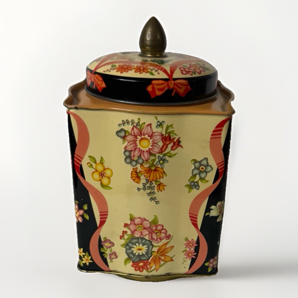 Riley’s Toffee Vintage Square Tin Box Floral Rose Print Collectible