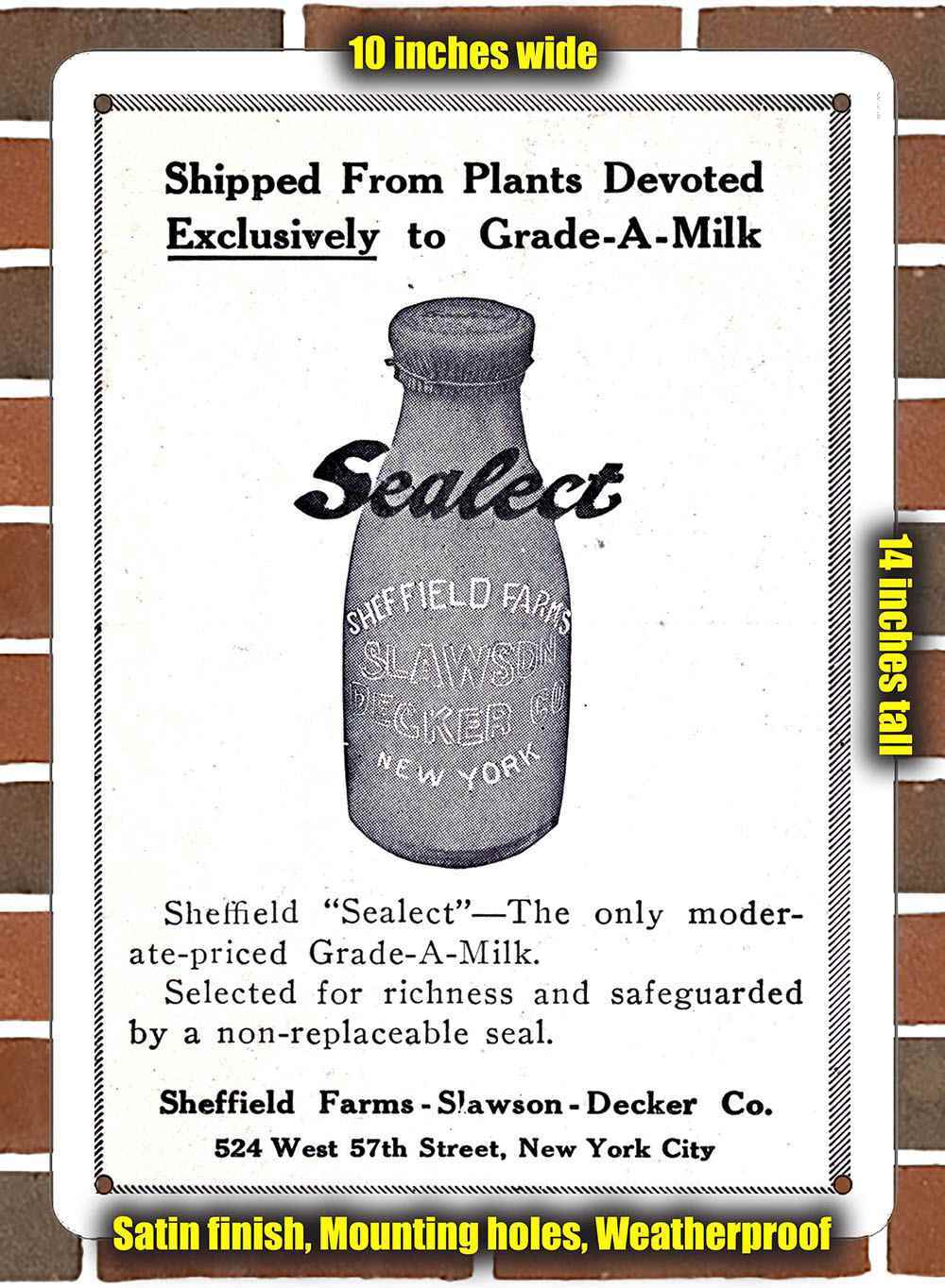 Metal Sign – 1916 Sealect Grade A Milk- 10×14 inches